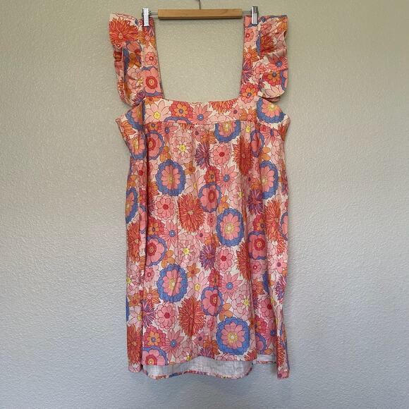Tuckernuck x Cameran Eubanks Wimberly Folly Floral 100% Linen Mini Dress Size 3X - Picture 2 of 3